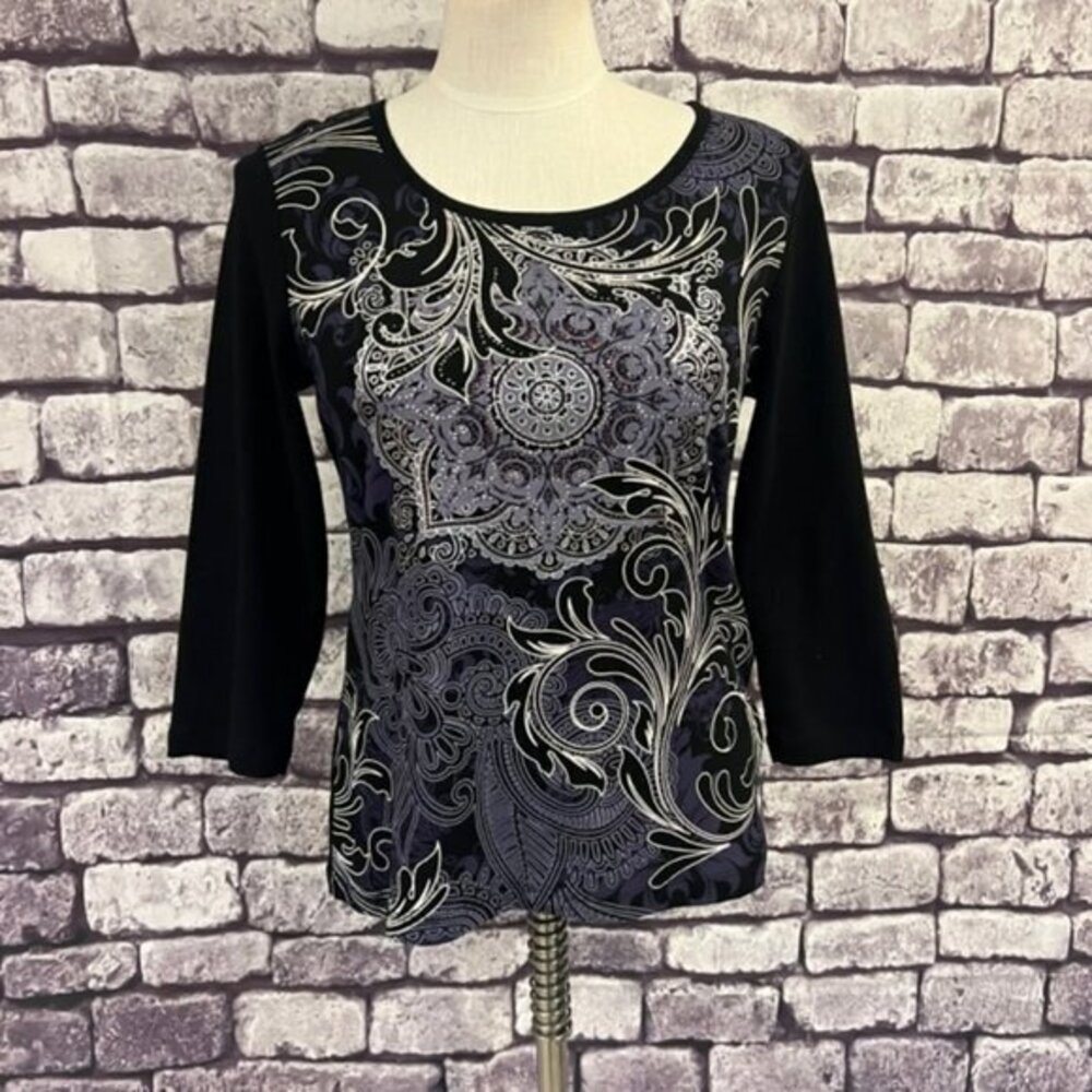 Chico's Zenergy 3/4 Sleeve Cotton Tee Size Small
